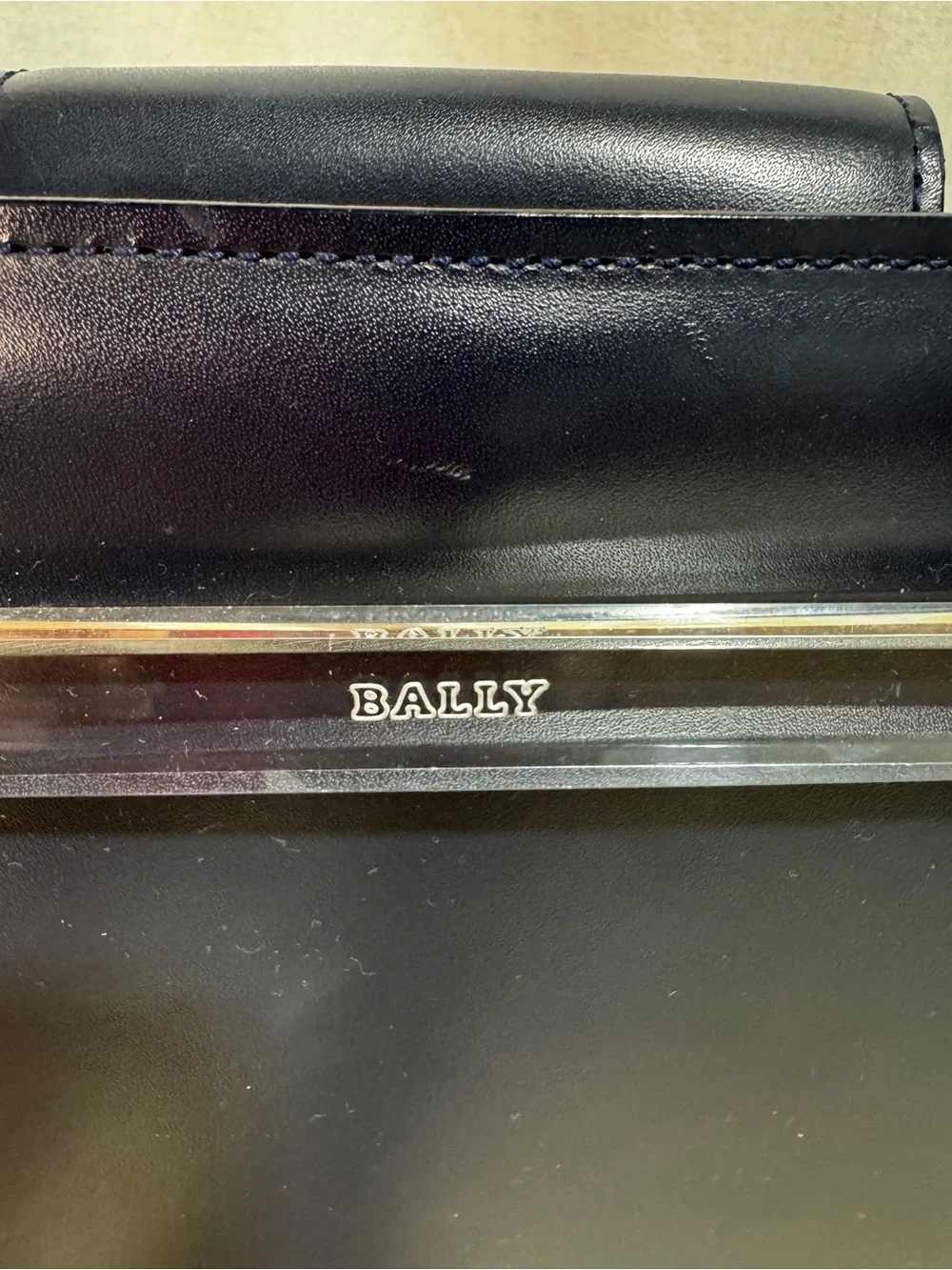 Bally Navy Leather Structured Satchel/Tote Gold Charm/Hardwares Made in Italy